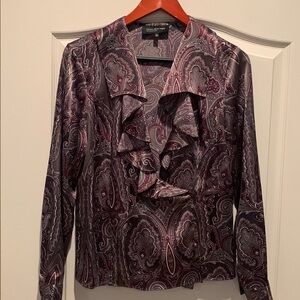 Jones New York Wrap Paisley Satin Top size 8